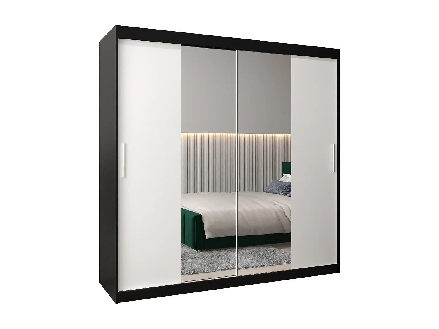 Schwebetürenschrank Tokyo 1 200/200/62 2-Türig (Schwarz/Weiß)