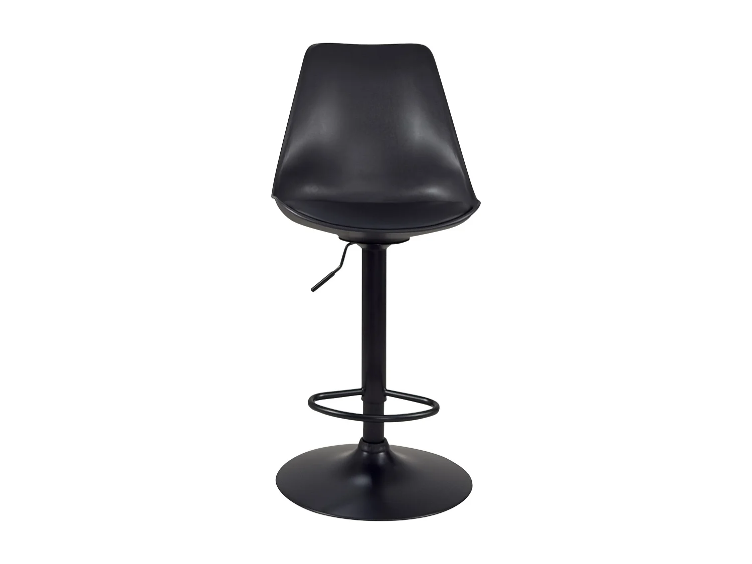 Lot 2 chaises de bar grand siège coussin simili cuir, pivotant, hauteur réglable SIG XL (noir intégral)