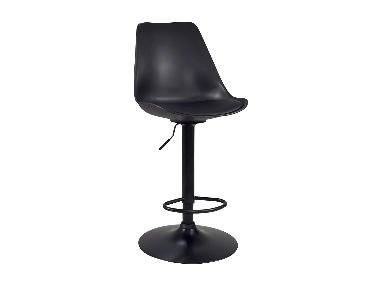 Lot 2 chaises de bar grand siège coussin simili cuir, pivotant, hauteur réglable SIG XL (noir intégral)