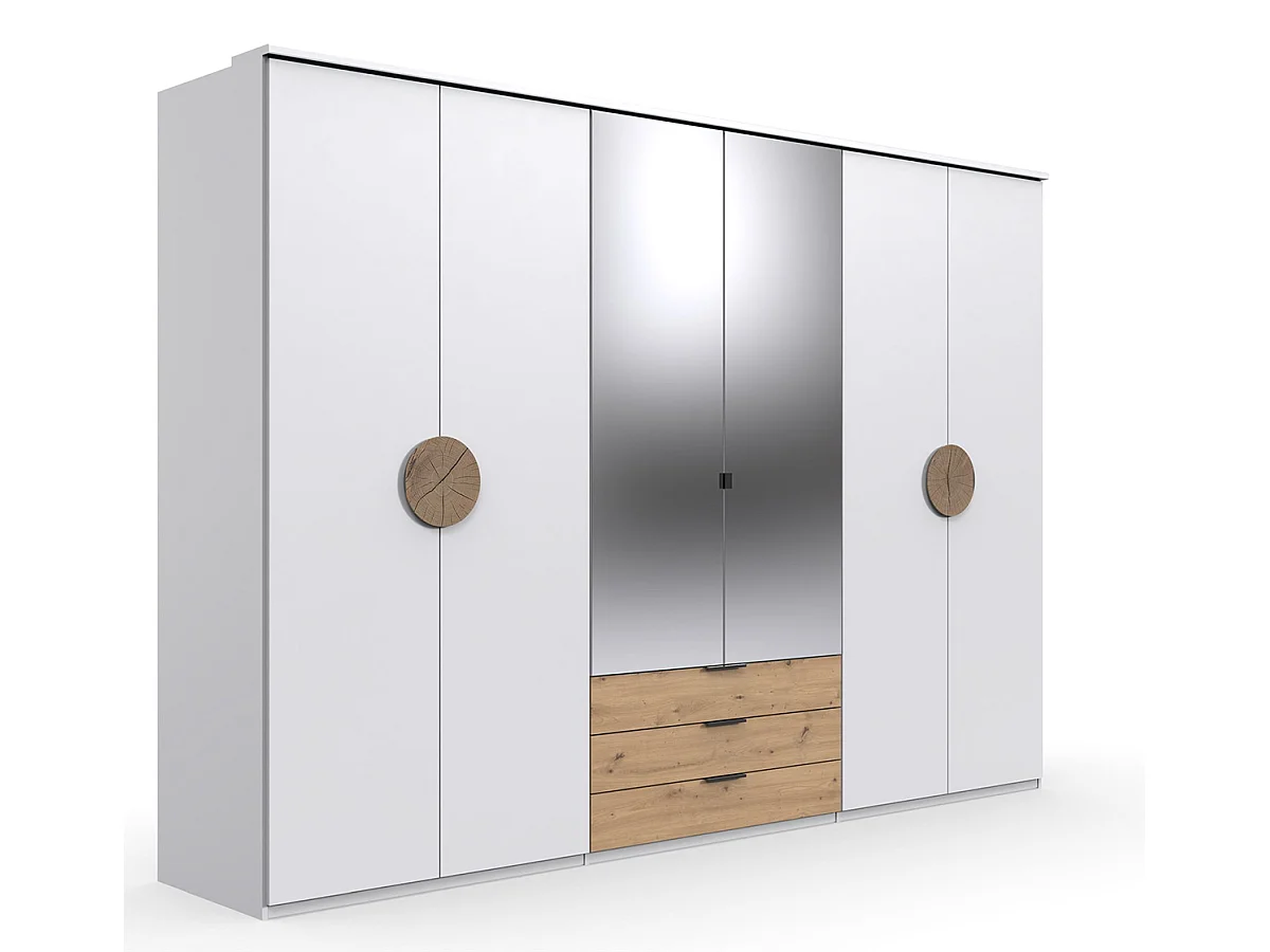 Ensemble de chambre à coucher complète coloris blanc, rechampis imitation bois