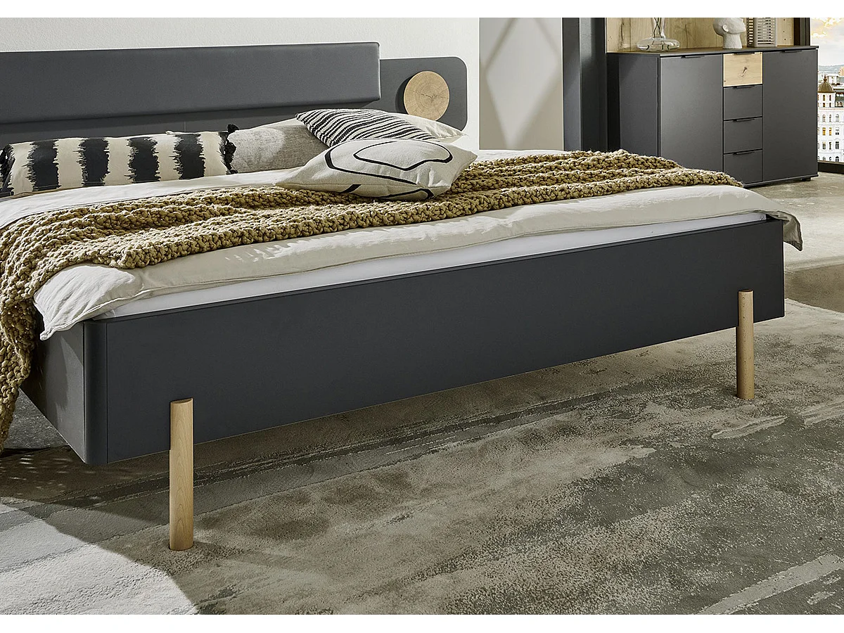 Ensemble de chambre à coucher complète coloris graphite, rechampis imitation bois