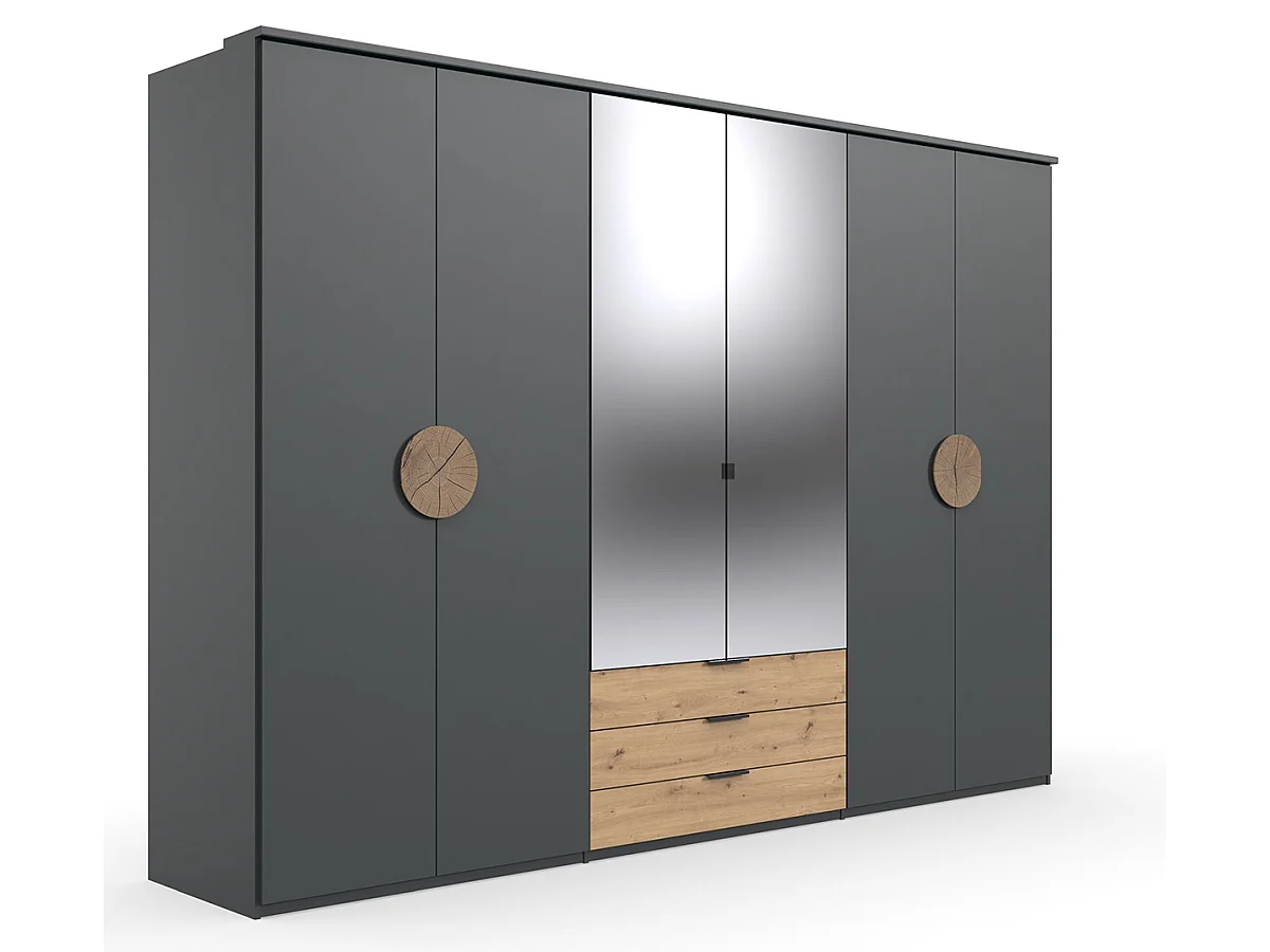 Ensemble de chambre à coucher complète coloris graphite, rechampis imitation bois