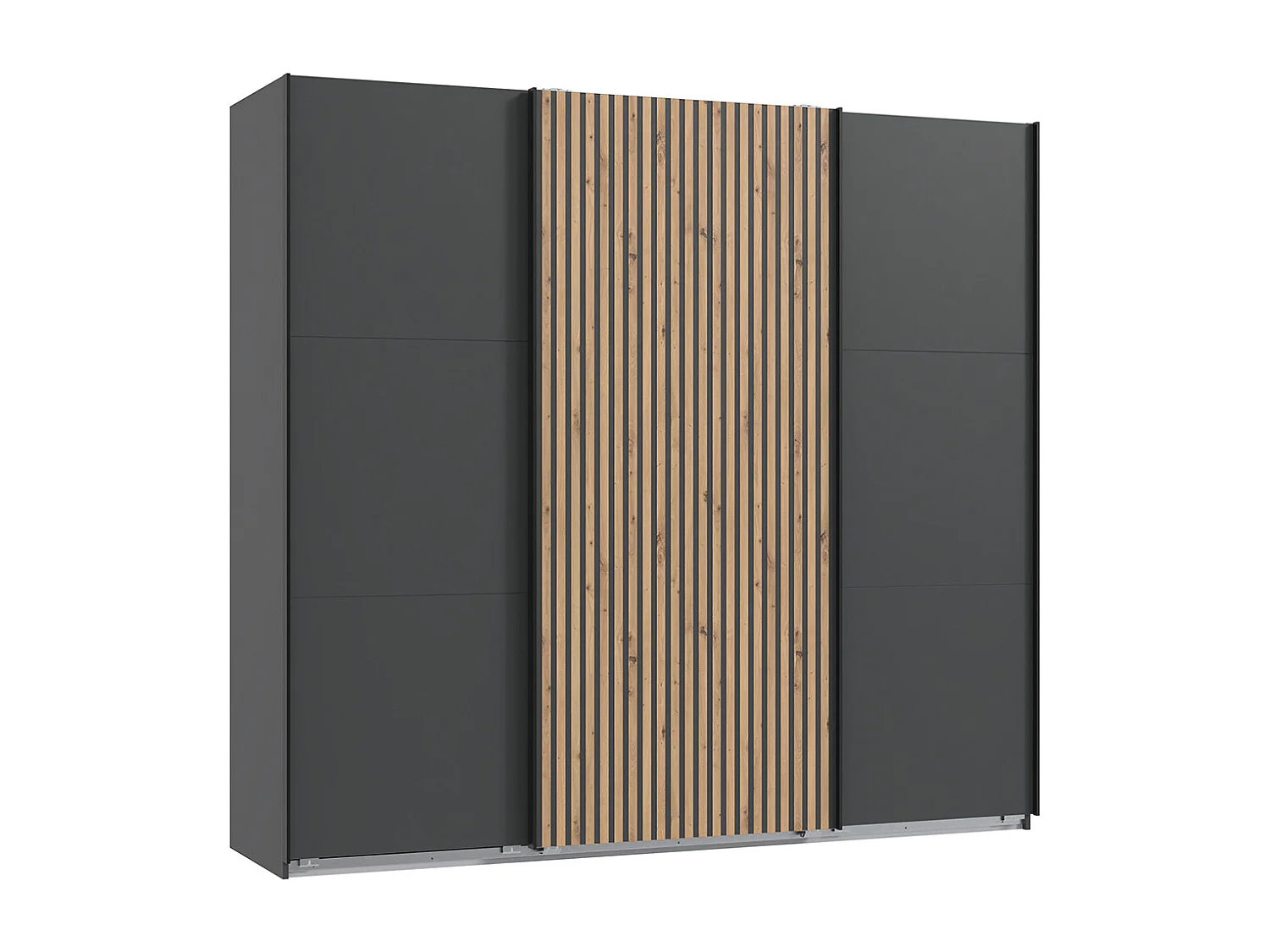 Ensemble de chambre à coucher complète coloris graphite, lamelles imitation chêne Artisan