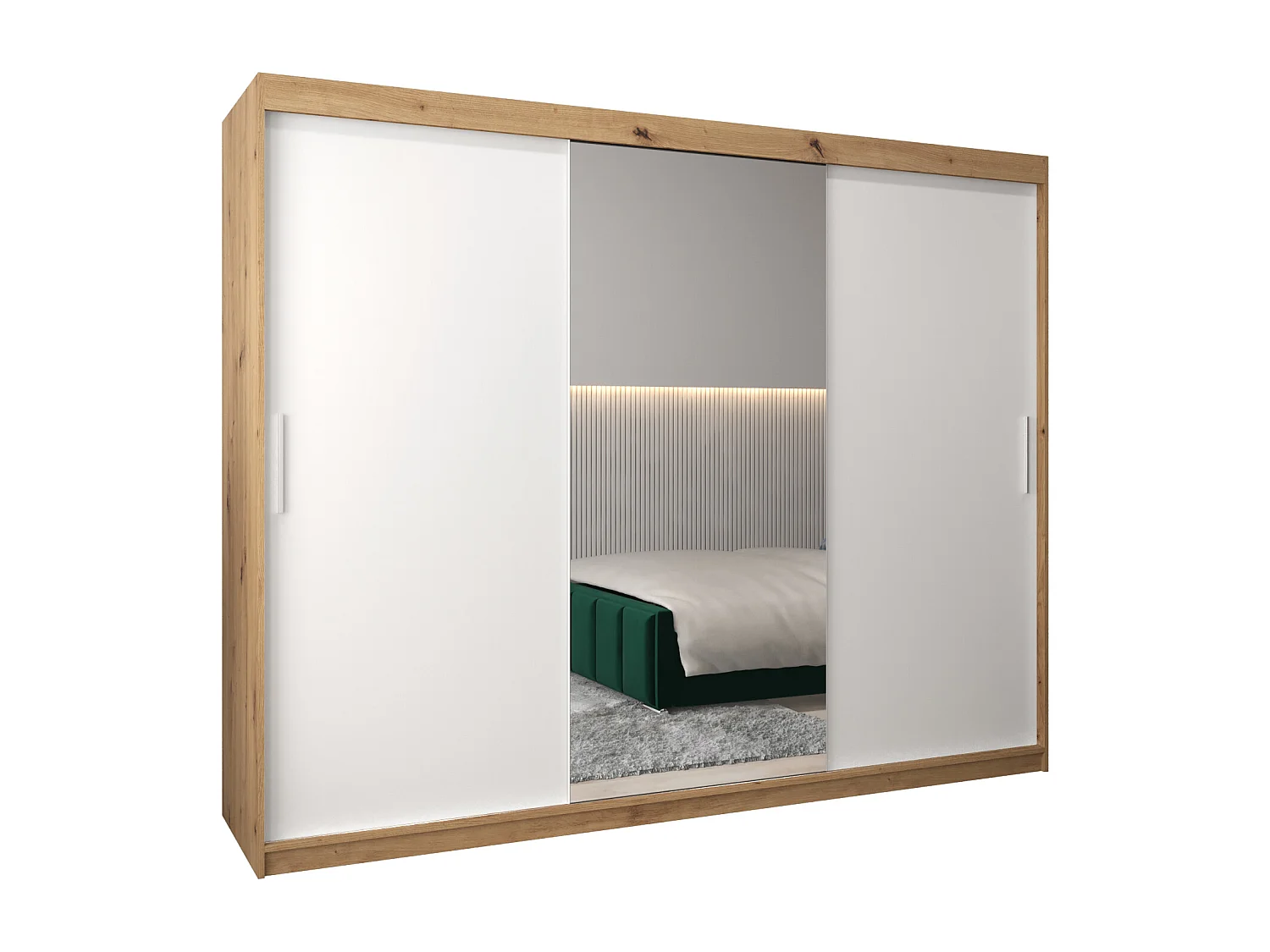 Armoire Tokyo 1 À Portes Coulissantes 200/250/62 3 Portes (Artisan/Blanc)