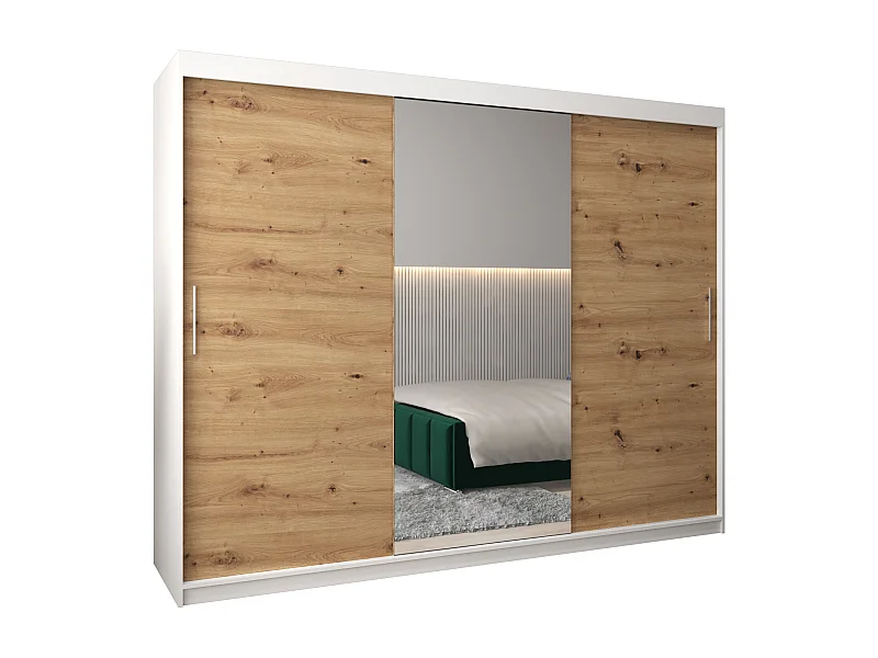 Schwebetürenschrank Tokyo 1 200/250/62 2-Türig (Weiß/Artisan)