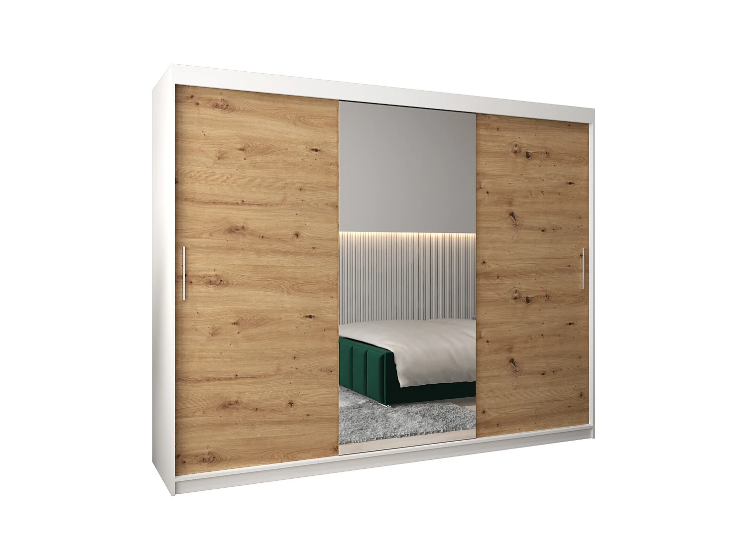 Schwebetürenschrank Tokyo 1 200/250/62 2-Türig (Weiß/Artisan)