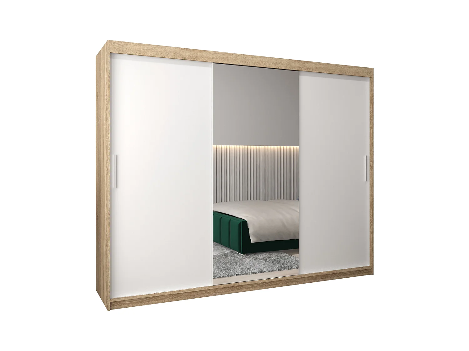 Schwebetürenschrank Tokyo 1 200/250/62 2-Türig (Sonoma/Weiß)