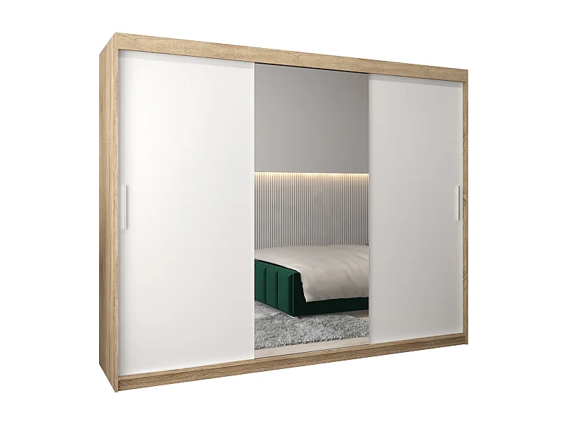 Armoire Tokyo 1 À Portes Coulissantes 200/250/62 3 Portes (Sonoma/Blanc)