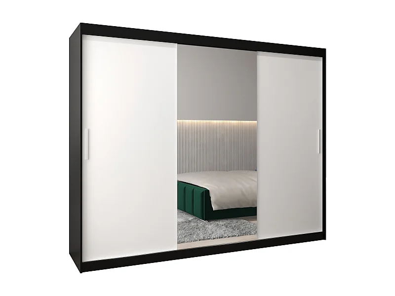 Armoire Tokyo 1 À Portes Coulissantes 200/250/62 3 Portes (Noir/Blanc)