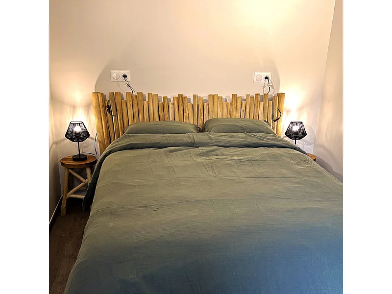 Tête de lit 170 cm pour lit 160 x 200 cm en bois de teck clair – JANE