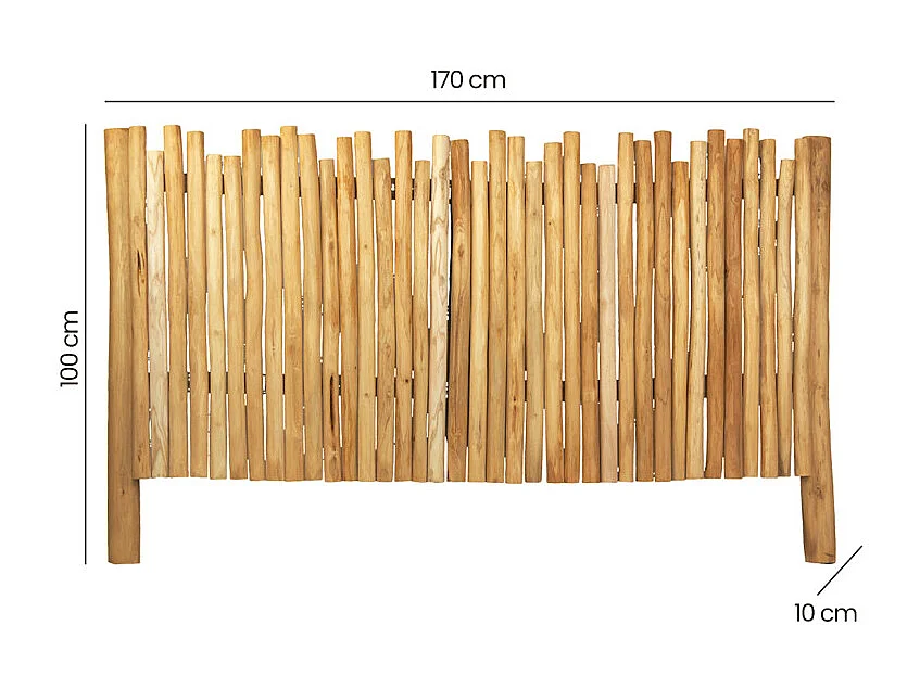 Tête de lit 170 cm pour lit 160 x 200 cm en bois de teck clair – JANE