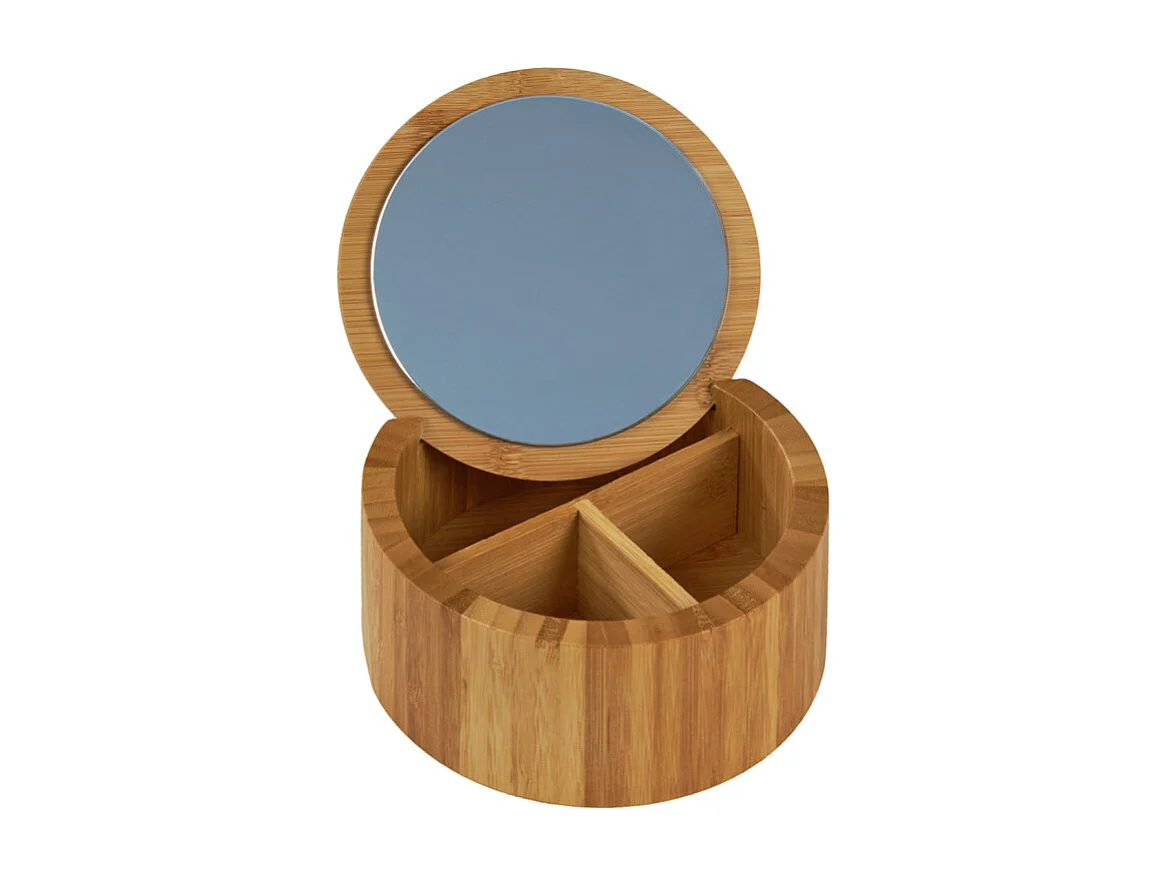 Boite ronde à bijoux en bois avec miroir - REGINA 3147