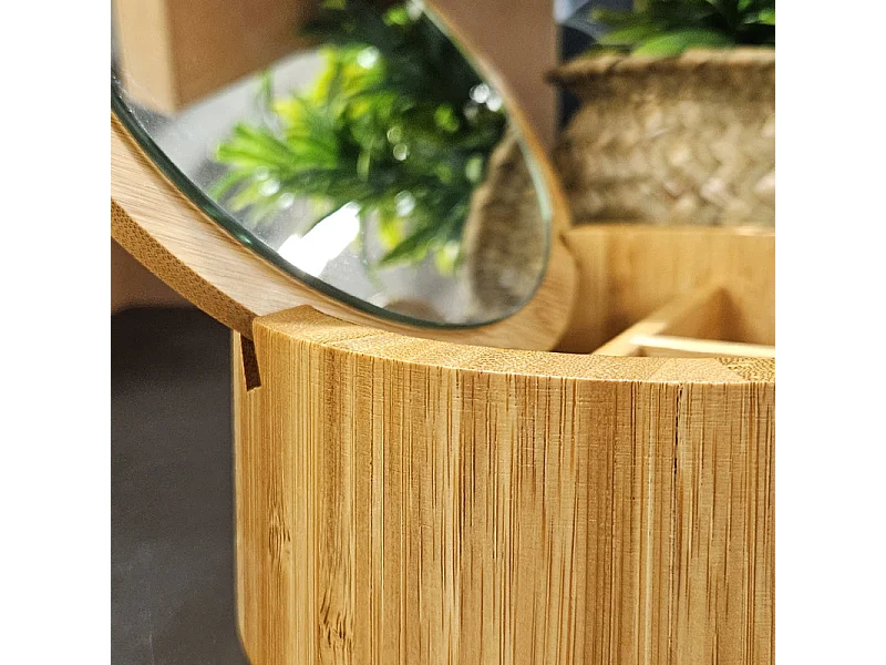 Boite ronde à bijoux en bois avec miroir - REGINA 3147