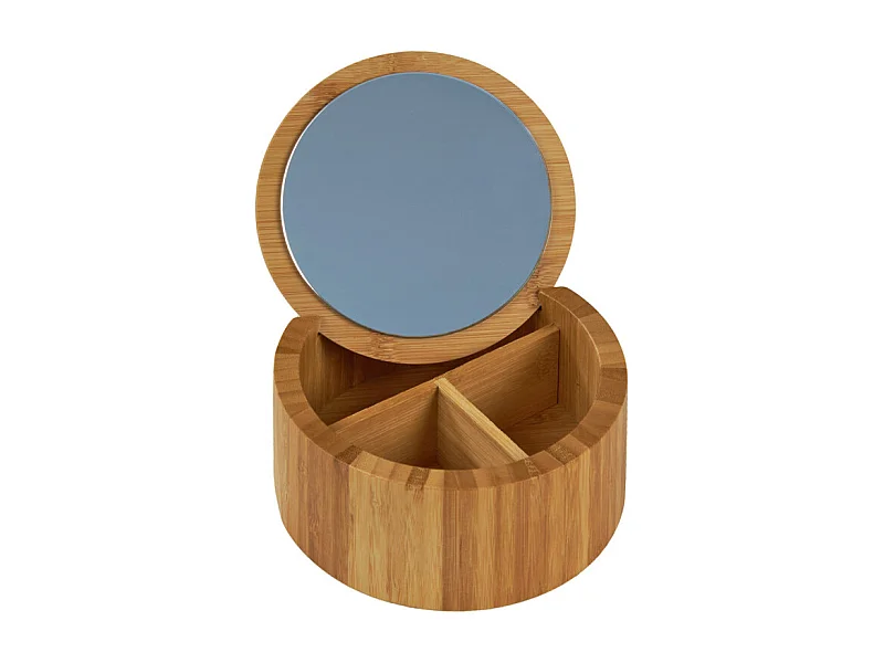 Boite ronde à bijoux en bois avec miroir - REGINA 3147