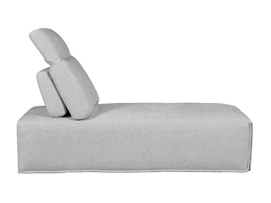 Méridienne tissu gris clair dossier et appui-tête réglables - LIVING