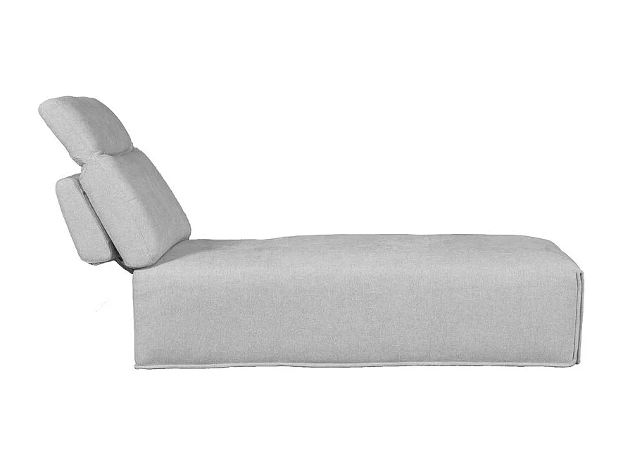 Méridienne tissu gris clair dossier et appui-tête réglables - LIVING