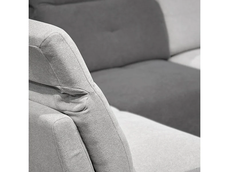 Méridienne tissu gris clair dossier et appui-tête réglables - LIVING