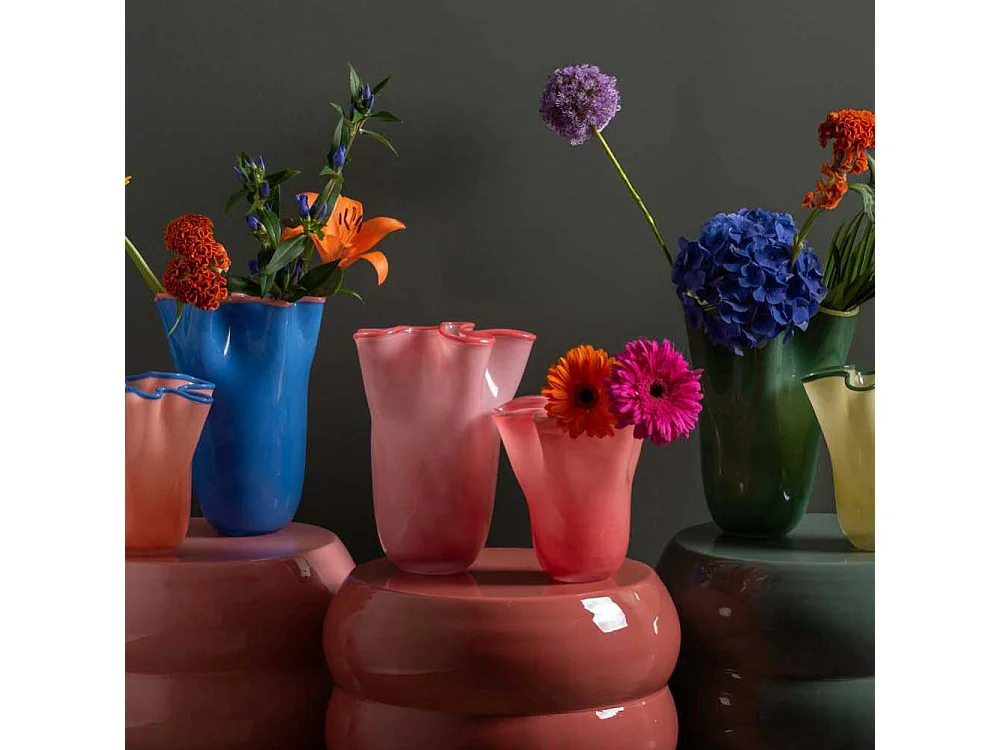 Vase en verre Ruffles Medium Orange