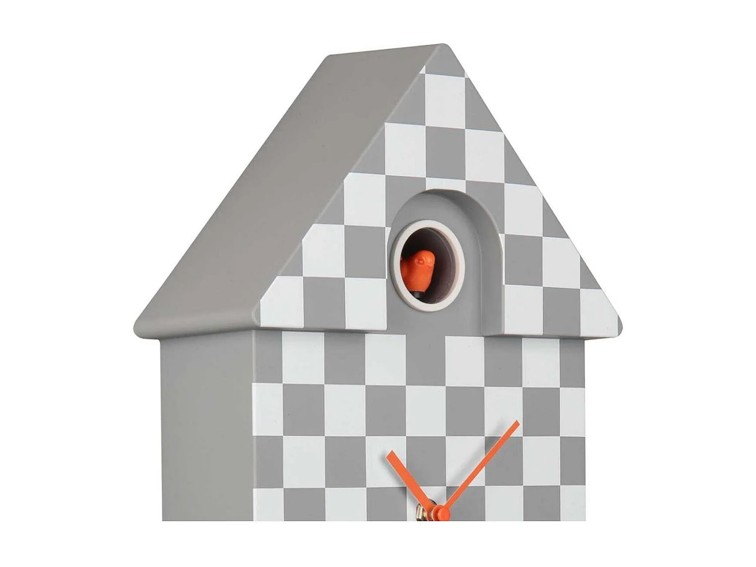 Horloge murale moderne Cuckoo Checker Gris et blanc