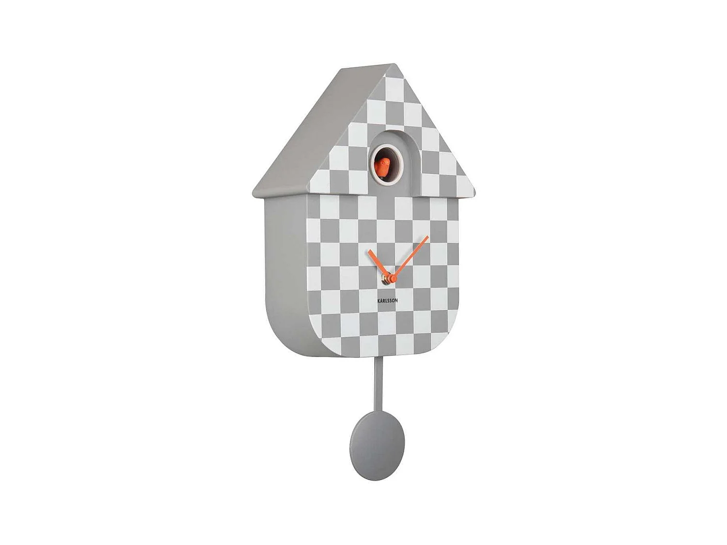Horloge murale moderne Cuckoo Checker Gris et blanc