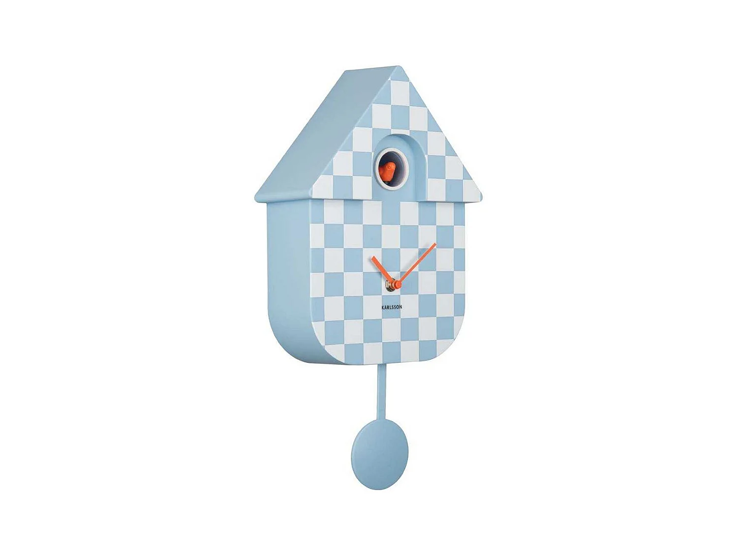 Horloge murale moderne Cuckoo Checker Bleu clair et blanc