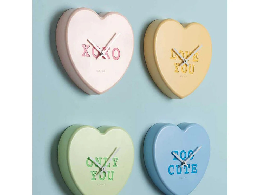 Wandklok Heart Candy - Zachtgeel