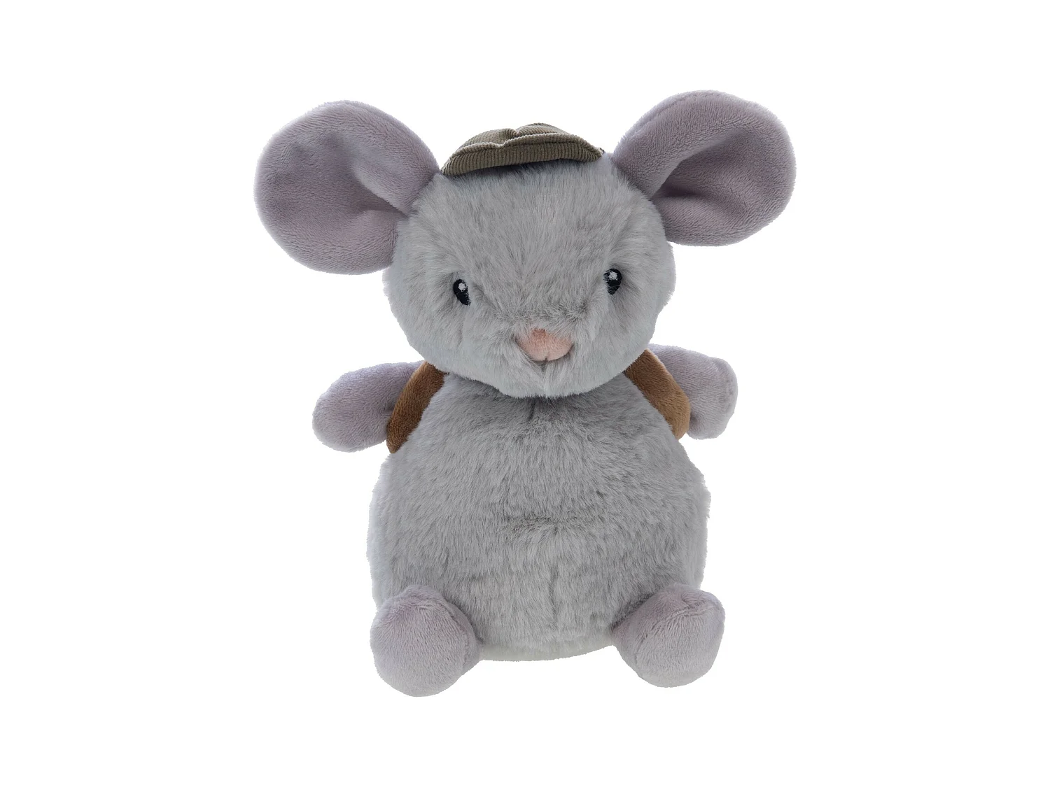 Peluche petite souris avec sac à dos gris 24x16x12cm