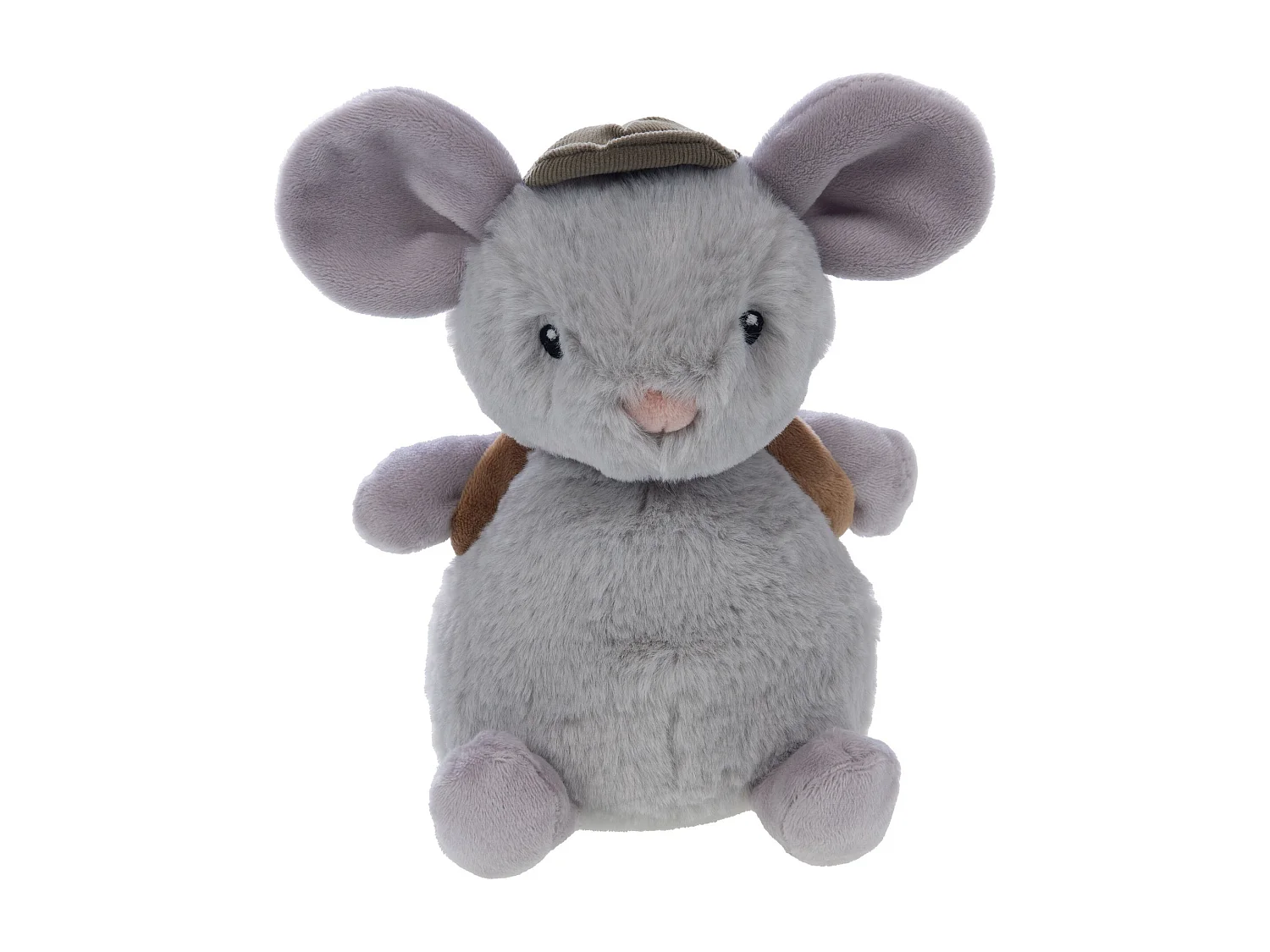 Peluche petite souris avec sac à dos gris 24x16x12cm