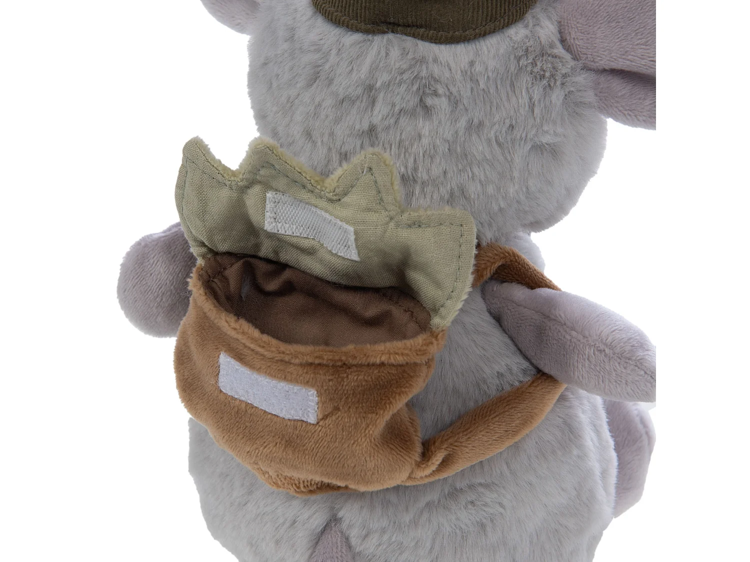 Peluche petite souris avec sac à dos gris 24x16x12cm