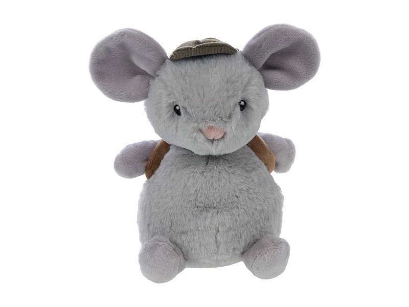 Peluche ratinho com mochila cinza 24x16x12cm