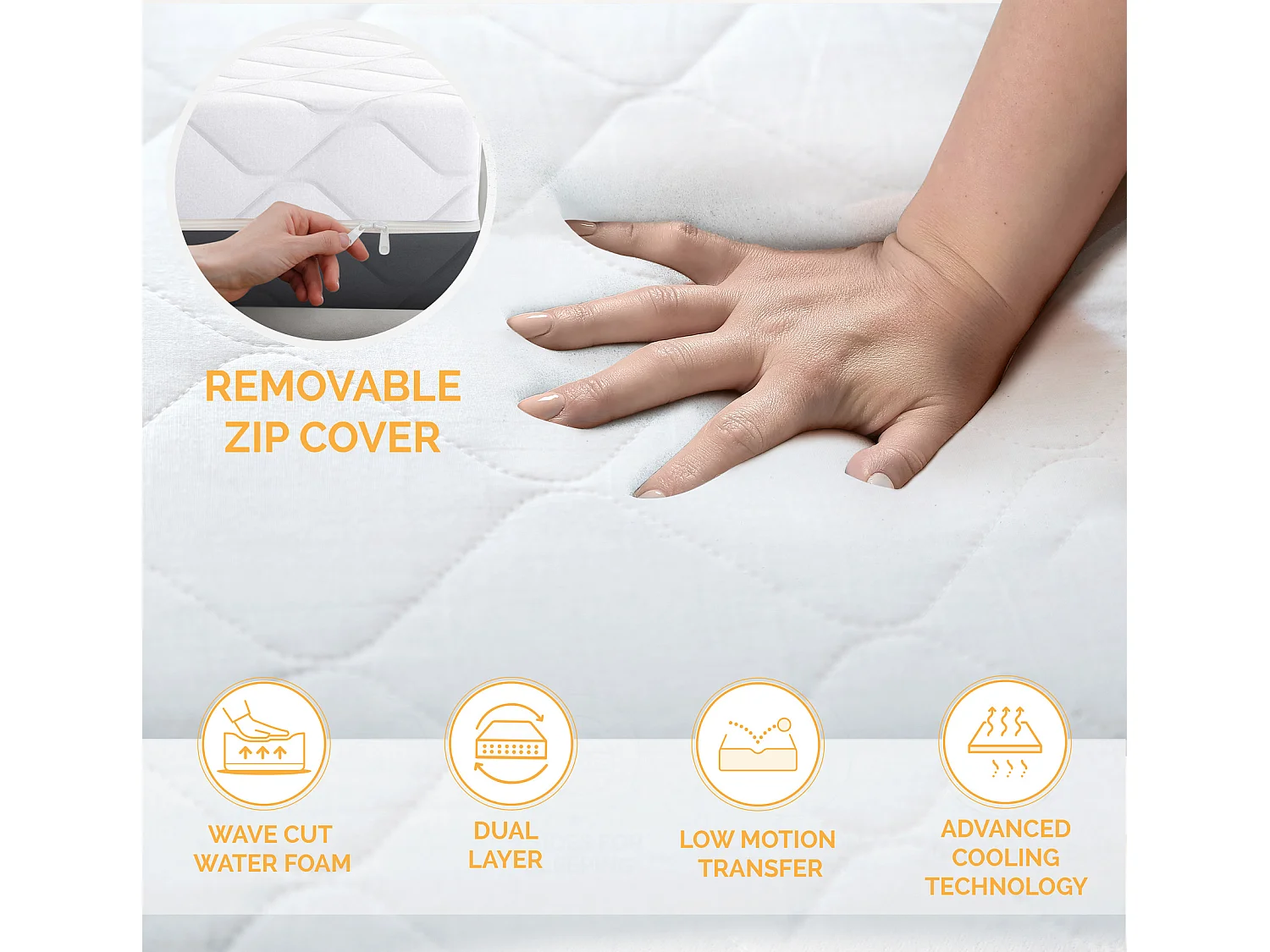 TANHK Matelas de circulation d'air frais 160x200, 20cm,  Souple à mi-ferme, Hypoallergénique, Housse amovible, Fabriquée en Italie