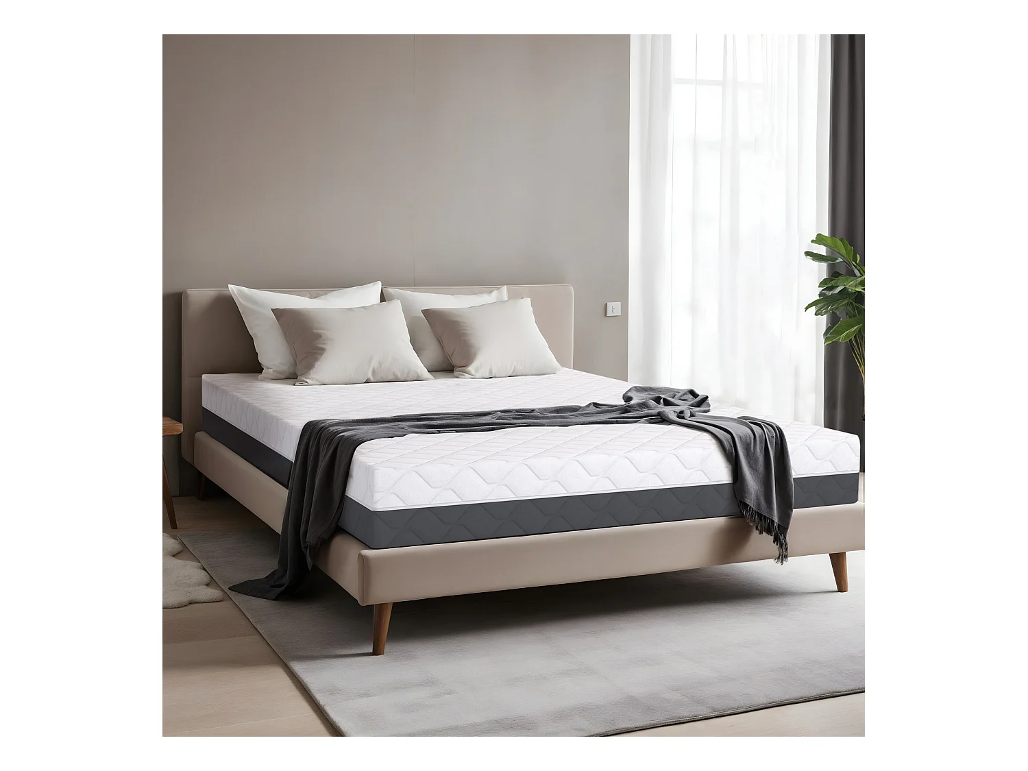 TANHK Matelas à mémoire haute densité 130x200, 20cm, Ferme, Hypoallergénique, Housse amovible,  Fabriquée en Italie