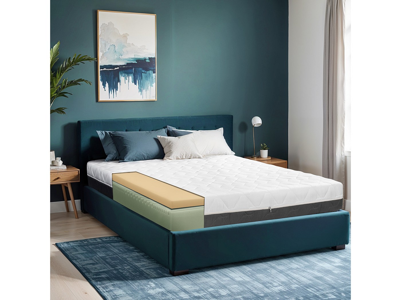 MASVIS Coprimaterasso Memory Foam 10 Cm (5+5) - Gel Rinfrescante E Supporto Per Mal Di Schiena - Queen Size