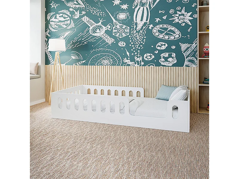 Vloerbed 80x180 inclusief lattenbodem en matras Kocot Kids Timothée Wit