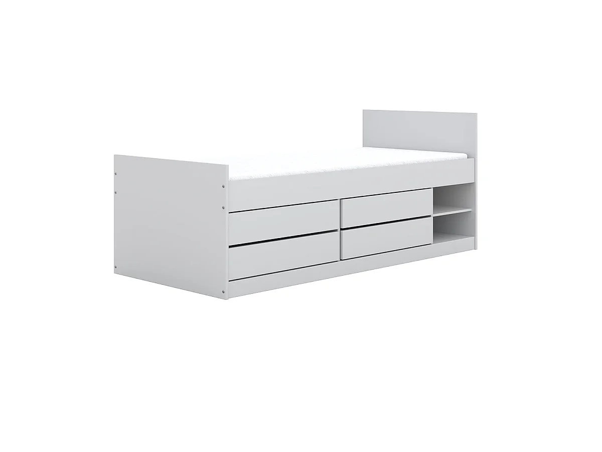 Lit 90x200 sommier et tiroirs inclus Kocot Kids Léon Blanc