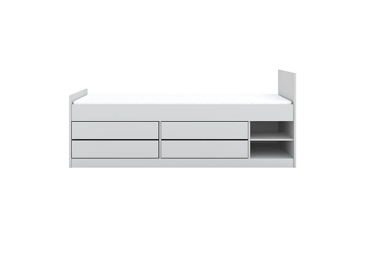 Lit 90x200 sommier et tiroirs inclus Kocot Kids Léon Blanc