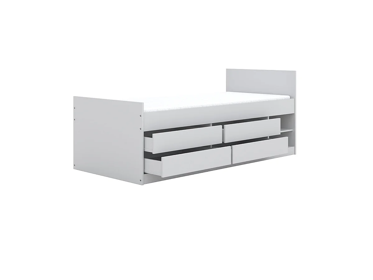 Lit 90x200 sommier et tiroirs inclus Kocot Kids Léon Blanc
