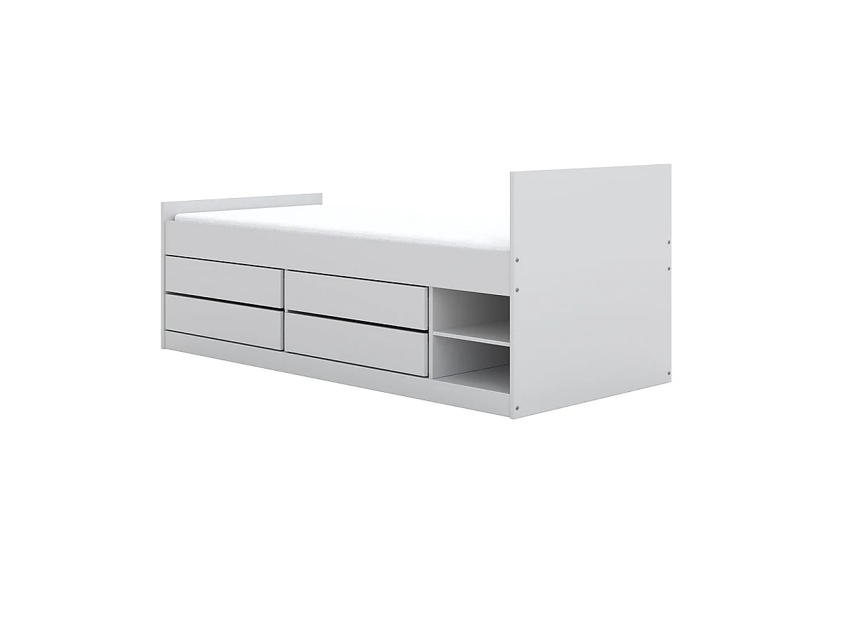 Lit 90x200 sommier et tiroirs inclus Kocot Kids Léon Blanc