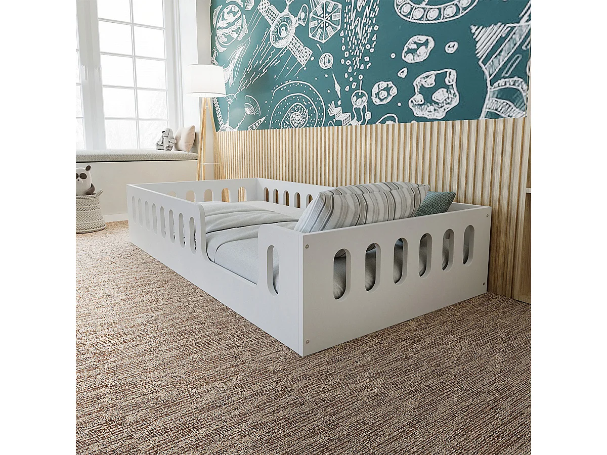 Lit au sol 80x180 sommier inclus Timothée Blanc