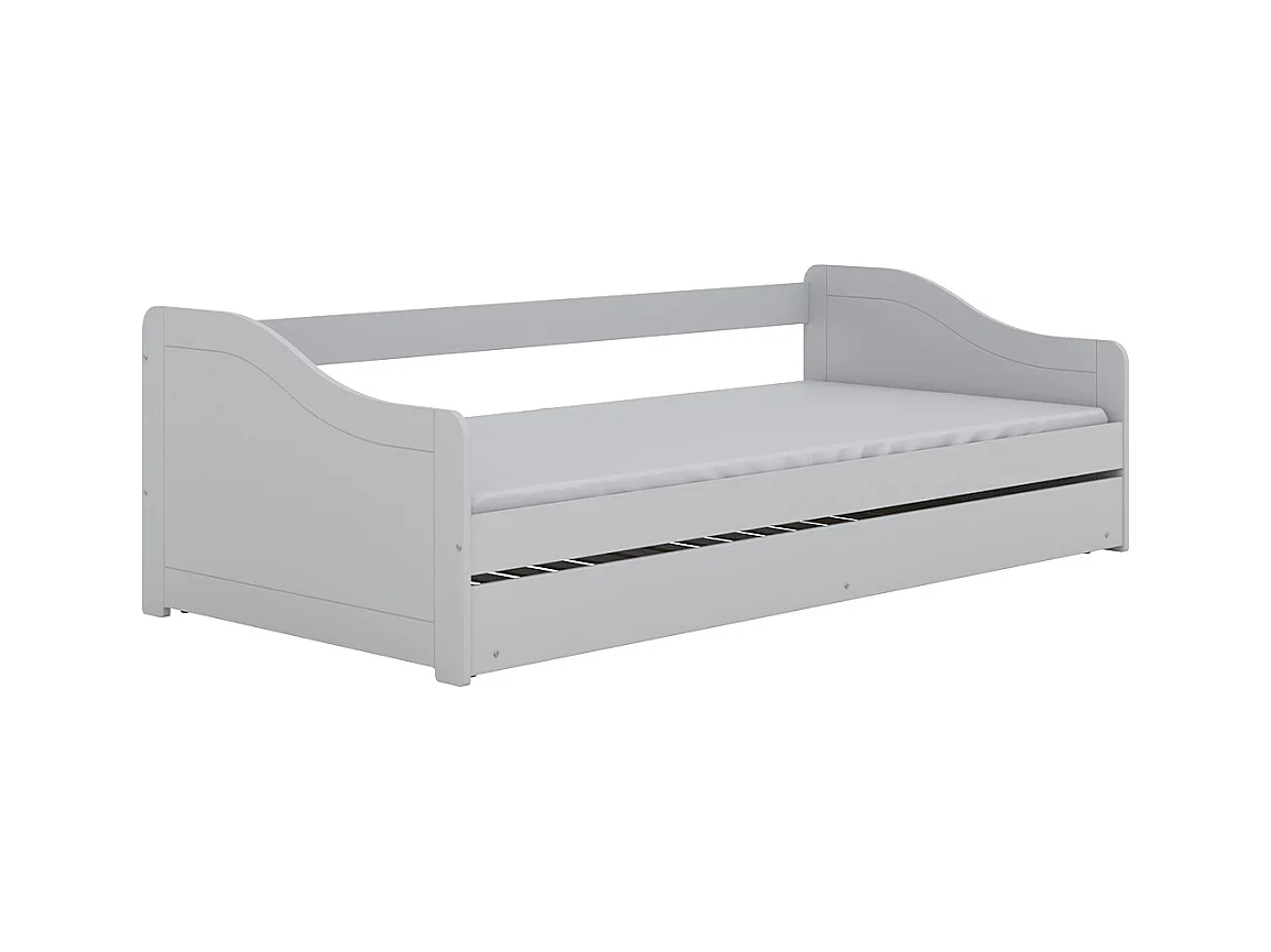 Lit 90x200 sommier matelas et tiroir inclus Allison Blanc