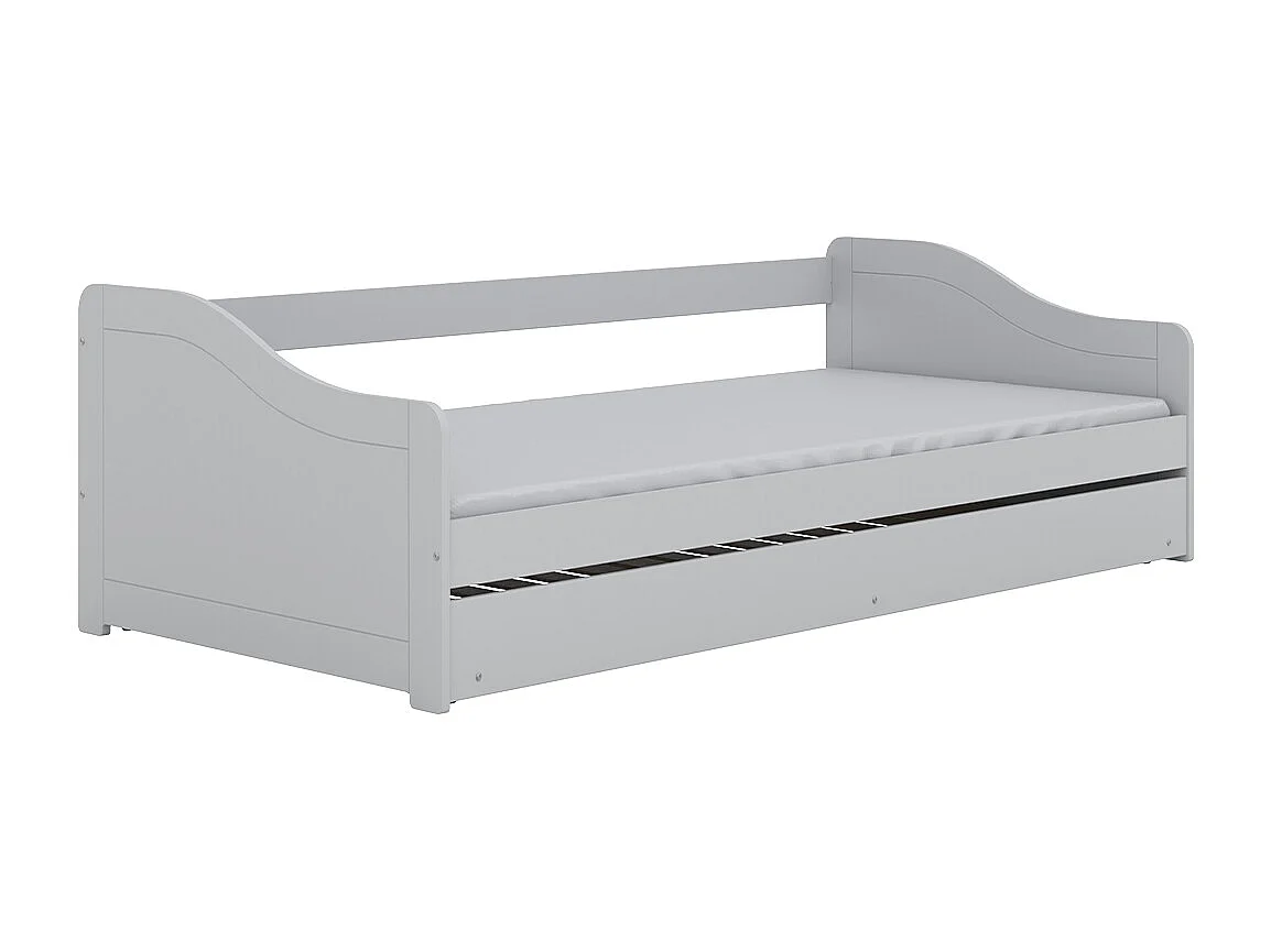 Lit 90x200 sommier matelas et tiroir inclus Allison Blanc