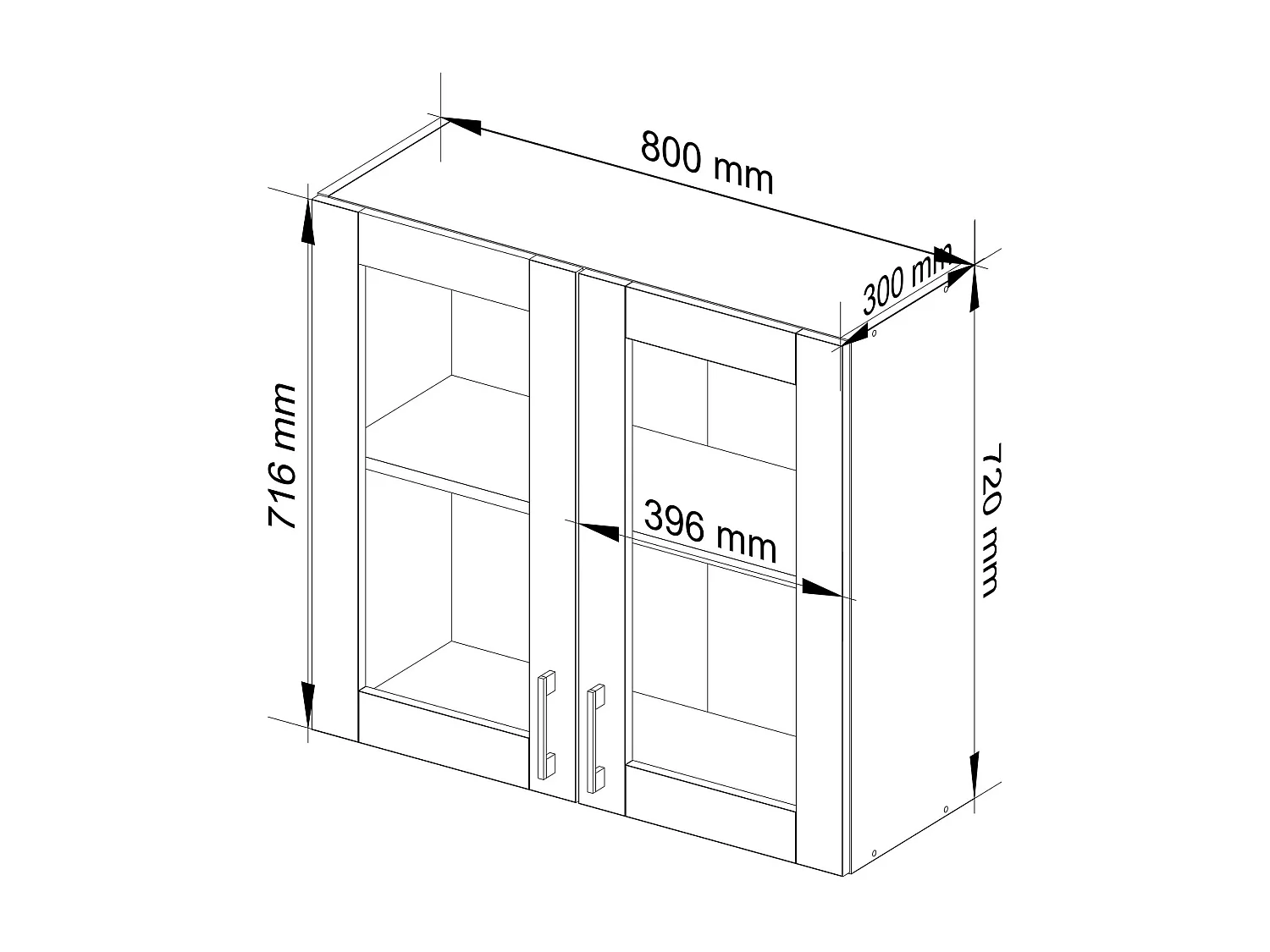 Szafka kuchenna wisząca witryna AKORD LIMA W80 D2 H720 Biała 80 cm 2 drzwi kolor Dąb Sonoma mat 2 półki 80x30,5x72 cm