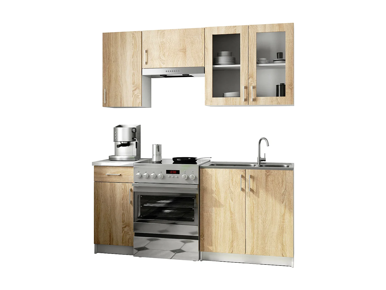 Szafka kuchenna wisząca witryna AKORD LIMA W80 D2 H720 Biała 80 cm 2 drzwi kolor Dąb Sonoma mat 2 półki 80x30,5x72 cm