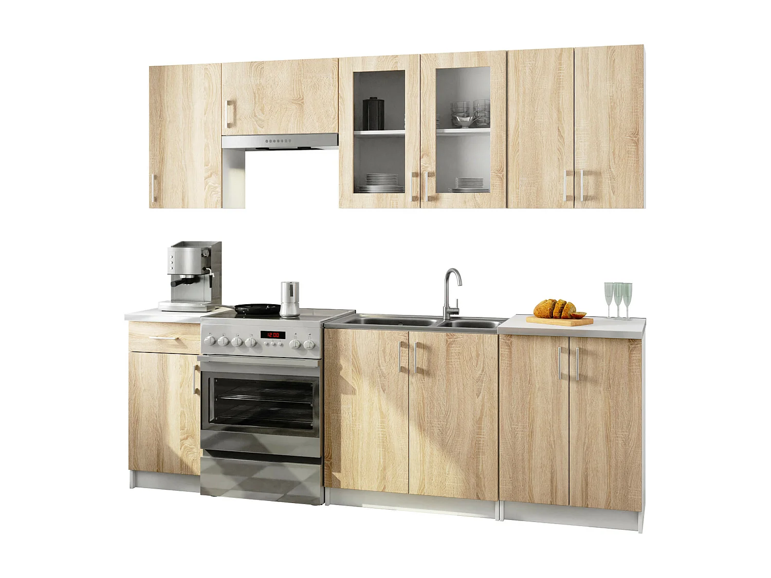 Szafka kuchenna wisząca witryna AKORD LIMA W80 D2 H720 Biała 80 cm 2 drzwi kolor Dąb Sonoma mat 2 półki 80x30,5x72 cm