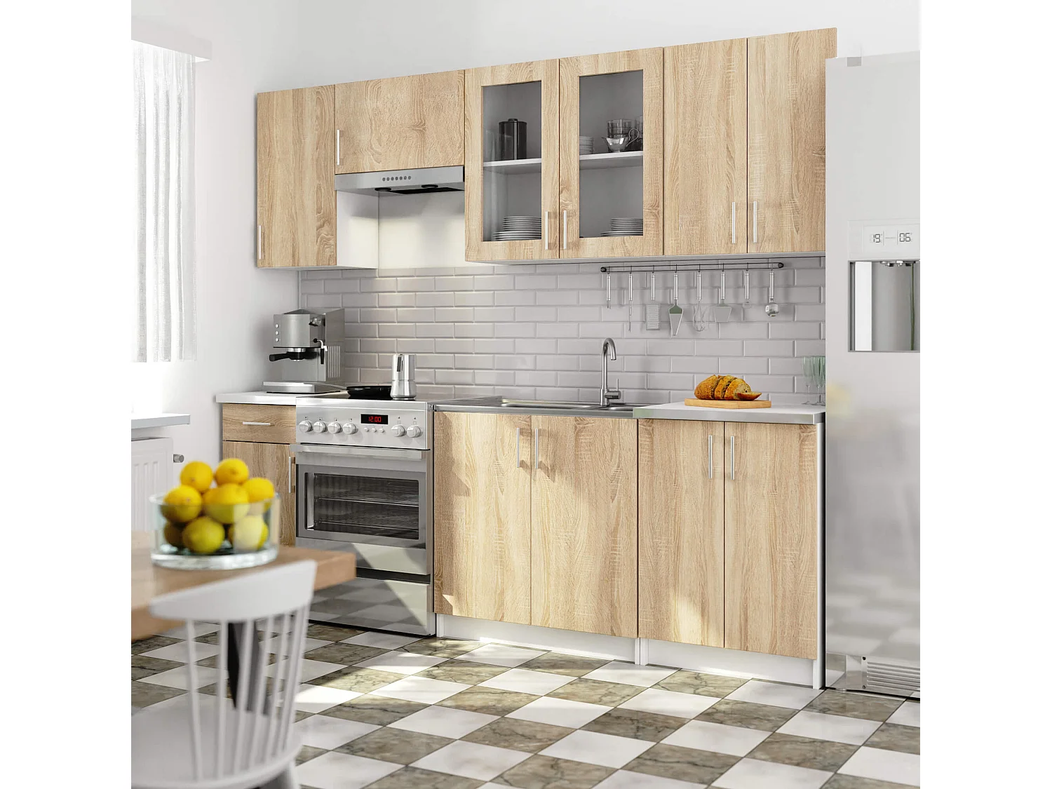 Szafka kuchenna wisząca witryna AKORD LIMA W80 D2 H720 Biała 80 cm 2 drzwi kolor Dąb Sonoma mat 2 półki 80x30,5x72 cm