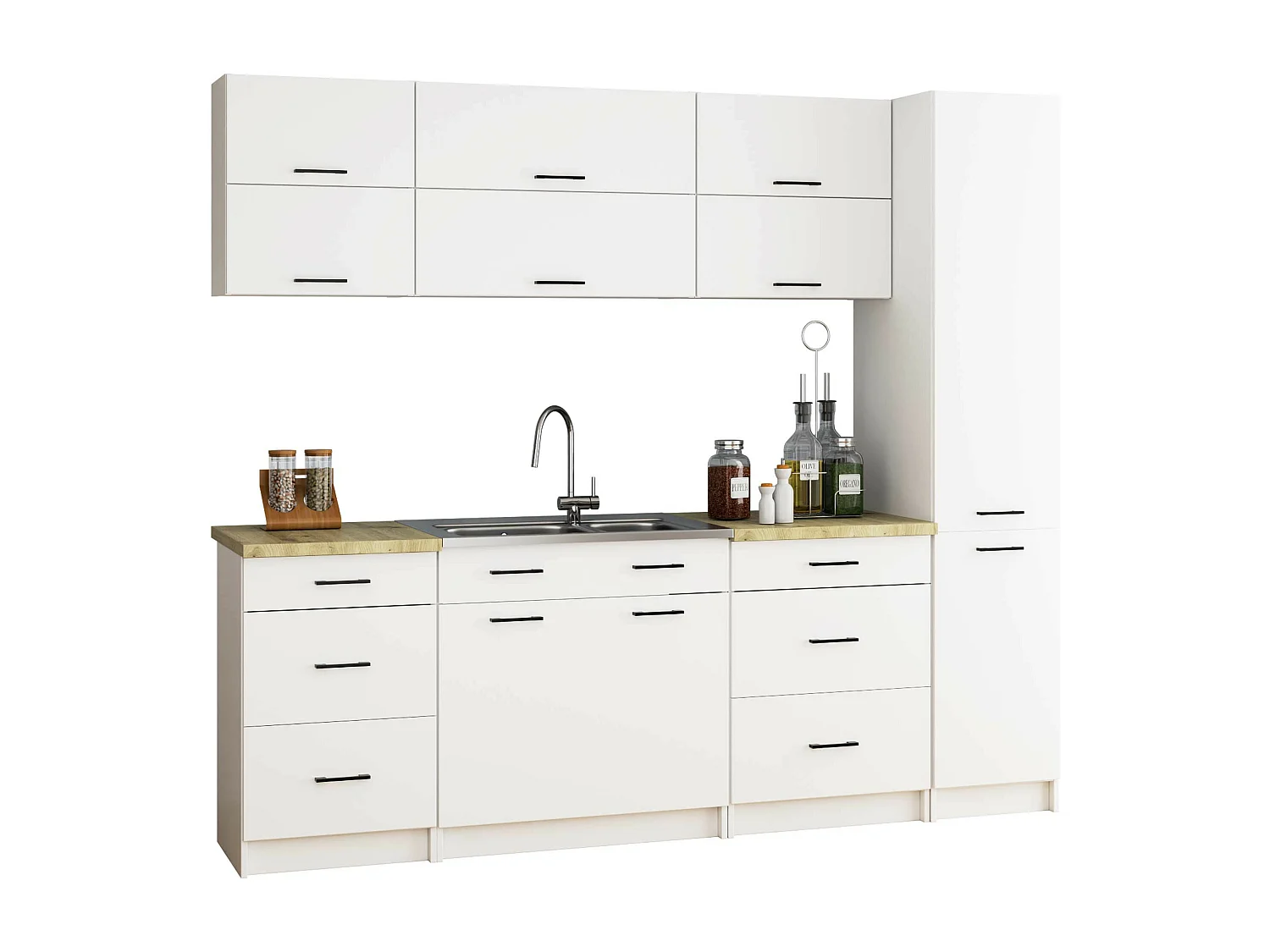 Słupek kuchenny AKORD OLIWIA Biały 40 cm 2 drzwi fronty kolor Biały mat 6 półek 40x57x205 cm