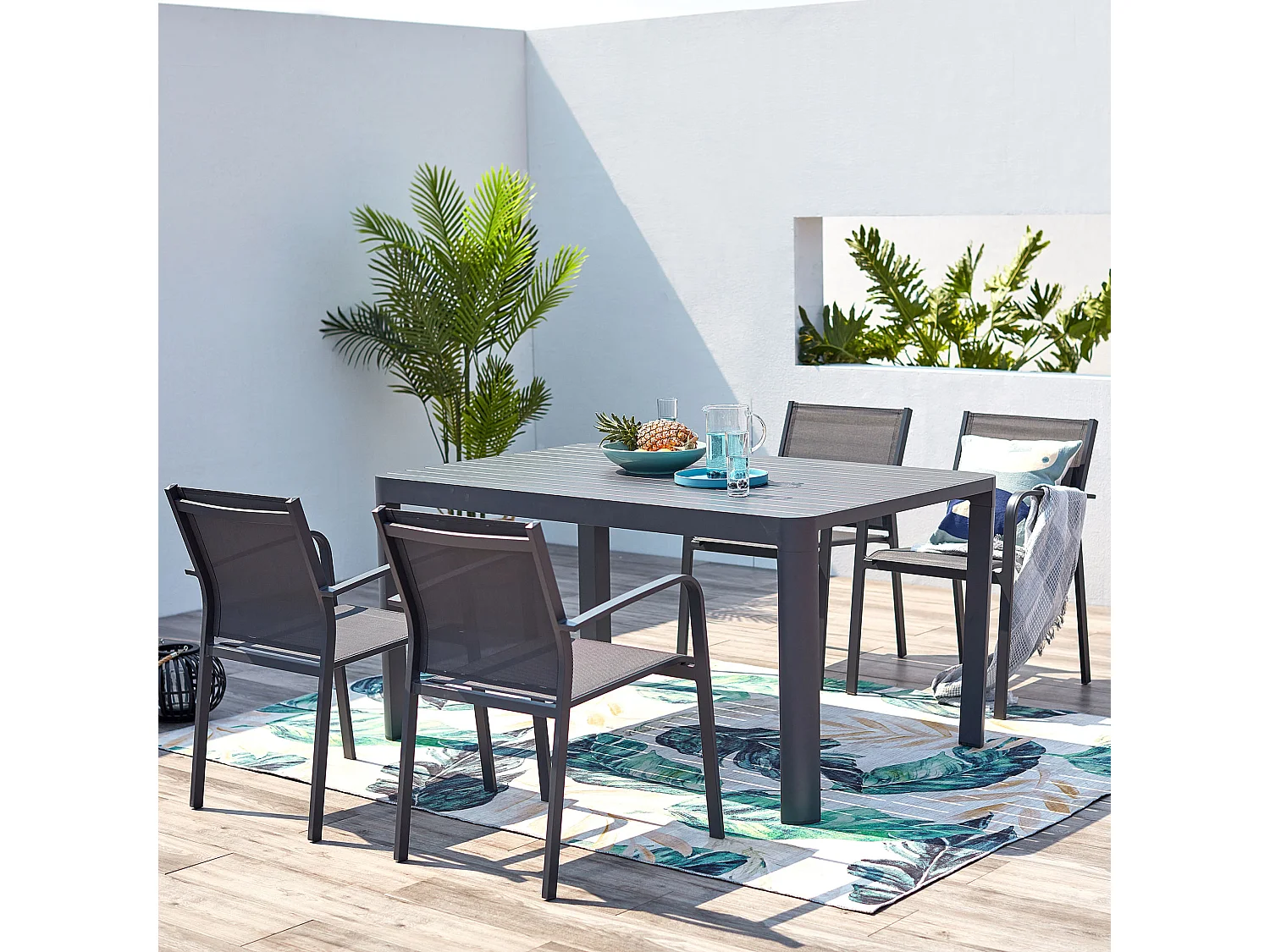 MilaniHome.it - tavolo da giardino in alluminio allungabile 100/150 x 150 cm di design per esterno giardino cm 100/150 x 150 x 75 hdi coloreAntracite