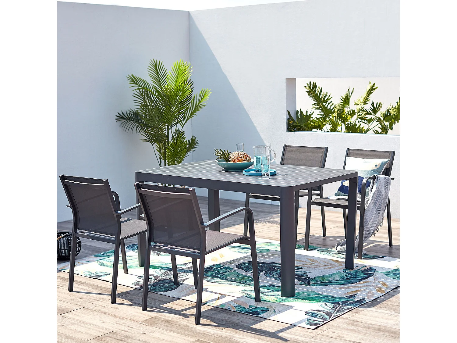 MilaniHome.it - tavolo da giardino in alluminio allungabile 100/150 x 150 cm di design per esterno giardino cm 100/150 x 150 x 75 hdi coloreAntracite