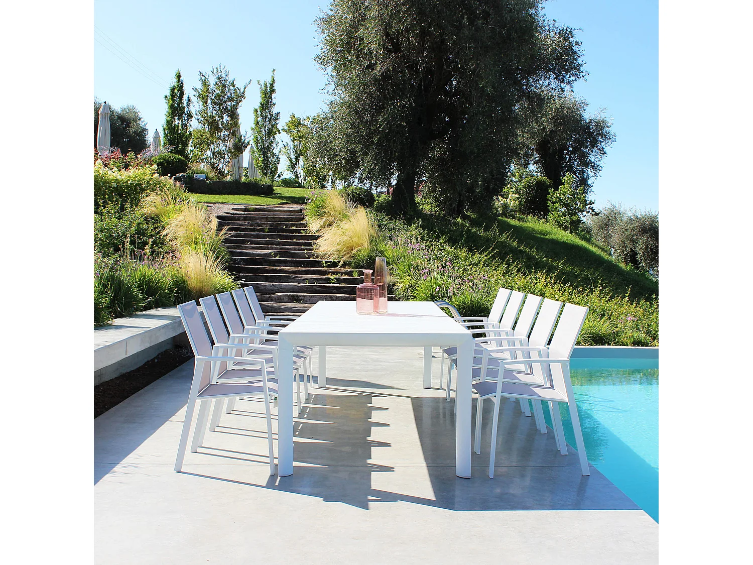 MilaniHome.it - Tavolo Da Giardino Allungabile In Alluminio antiruggine 225/300x100di coloreBianco