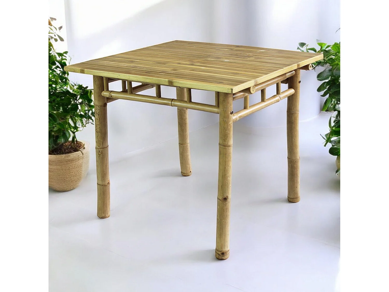 MilaniHome.it - tavolo da giardino in bamboo di design per esterno giardino cm 80 l x 80 p x 75 hdi coloreMarrone chiaro